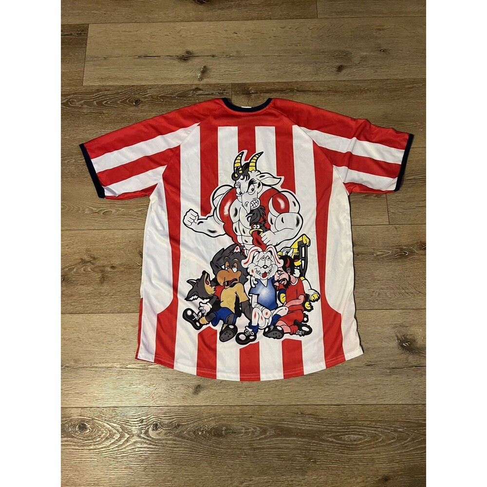 Chivas Guadalajara Men’s Soccer Jersey Red Blue Short Sleeve Bimbo Sponsor Large